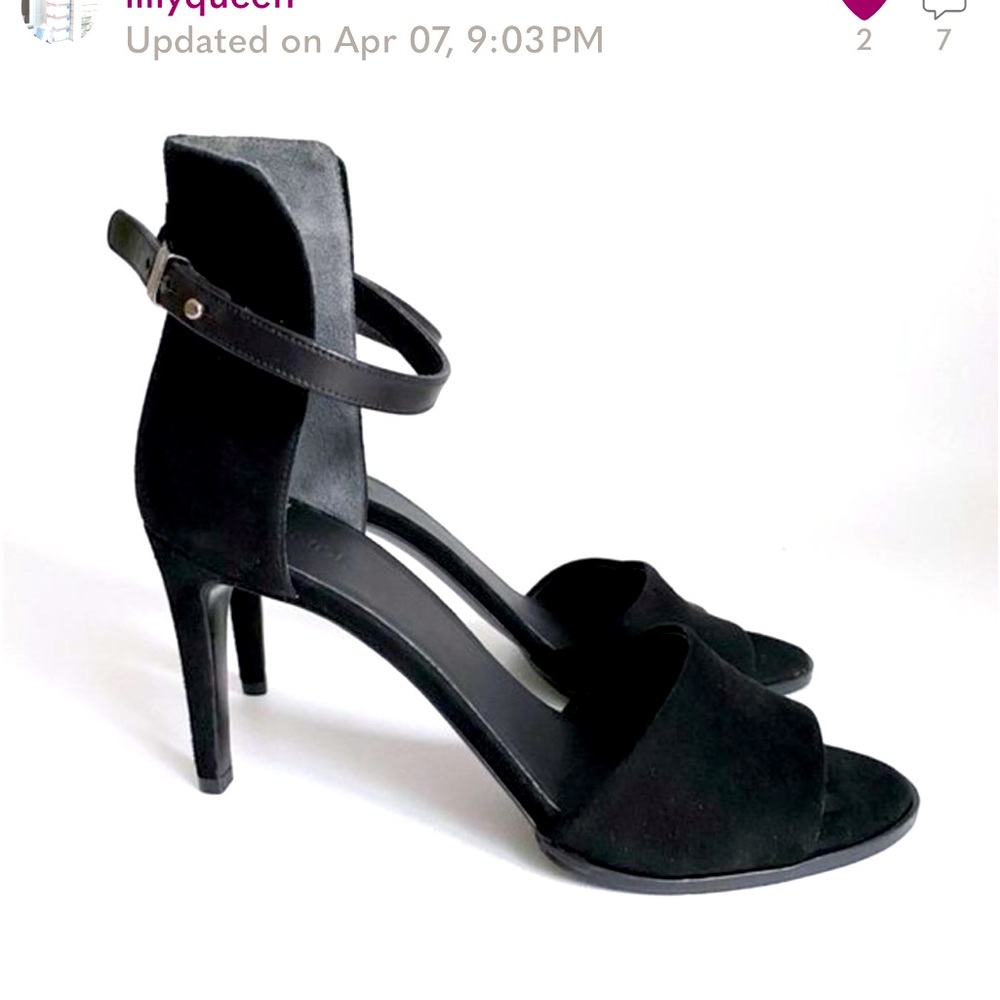 VINCE Womens Black Leather Suede Adley High Heel Peep Toe Sandals Size 8.5